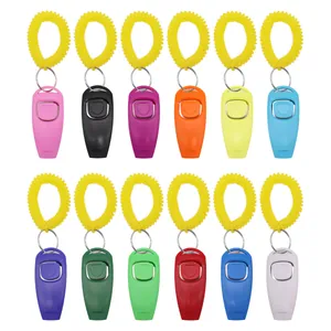 2-in-1 Pet Dog Training Clicker with Whistle High Elasticity Spiral Wristband Portable Positive Reinforcement Trainer Tool