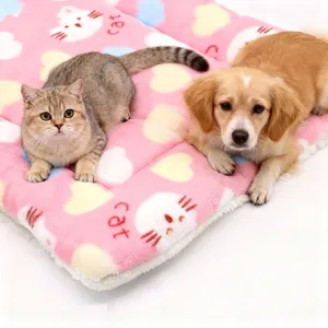 Tappetino per Animali Domestici in Peluche a Doppia Faccia Letto per Cani Caldo Ispessito Morbido Cuscino per Gatti Lavabile Coperta