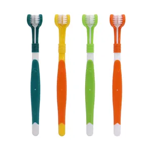 Professional three-sided pet toothbrush set for dogs and cats oral cleaning care