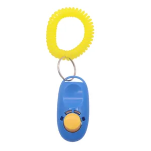 Professional dog training clicker with flexible yellow wrist strap coil for pets