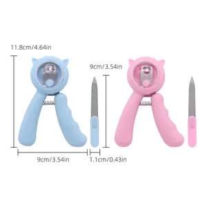 Kit coupe-ongles professionnel pour chat avec trou de sécurité et limes bleu et rose