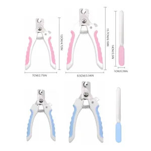 Professionelles Krallenschere- und Feilen-Set für Hunde und Katzen in Pink und Blau.