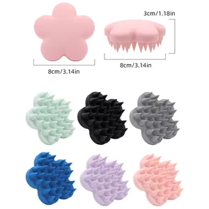 Flower-shaped silicone pet grooming brush for massaging and bathing dogs or cats