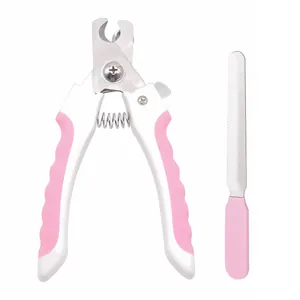 Professionelles Nagelknipser-Set für Haustiere in Rosa und Weiß mit Edelstahlfeile