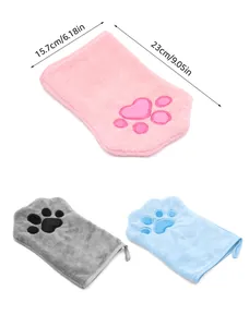 Medidas detalladas de los guantes toalla absorbentes para mascotas con forma de pata