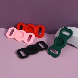 Collection of multiple colors of silicone pet collar cases compatible with Apple AirTag tracker.