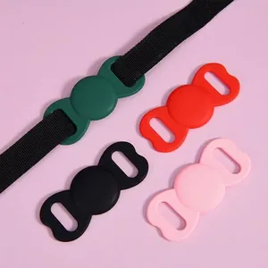 Detailed view of colorful silicone protective cases for Apple Airtag pet trackers