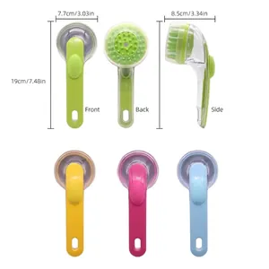 Professional long handle pet bath brush with foaming function and size details