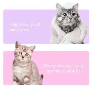 Multifunctional silicone pet bath brush for cat and dog massage and hair removal
