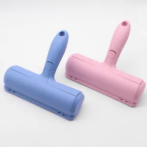 Reusable pet hair remover roller for dogs and cats fur cleaning in pink and blue colors