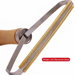 Extracteur de poils d'animaux portable avec lame large en inox et manche en bois