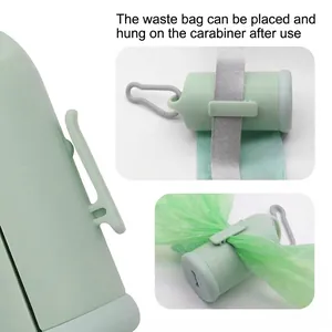 Distributore portatile di sacchetti per deiezioni canine verde menta con moschettone