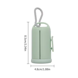 Distributore portatile di sacchetti per feci canine verde chiaro, dimensioni 8,5x4,8cm.