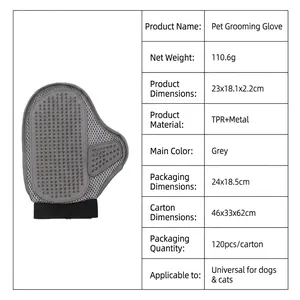 Guante gris profesional para el cuidado de mascotas con puntas de metal TPR