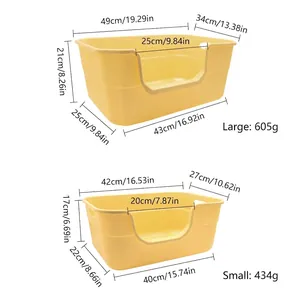 Offene Katzentoilette Set mit Maßen für große und kleine Größen