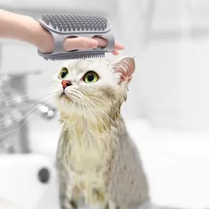 Cepillo de baño de silicona para mascotas con cerdas de masaje de doble cara para gatos