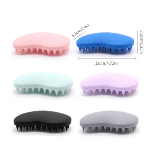 Multi-color silicone pet bath massage brush with detailed size dimensions shown