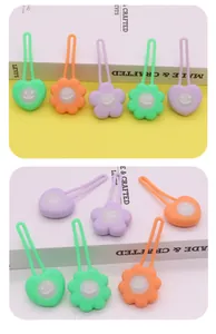 Colorful smiley face silicone LED pet lights in heart and flower shapes for safe night walking
