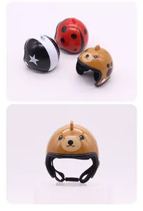 Detailed close-up of a cute brown bear mini helmet for hamsters and small pets