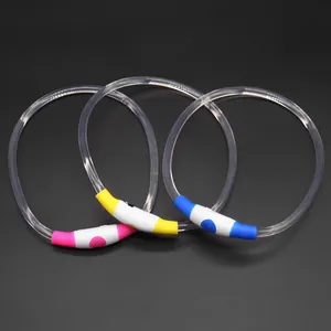 Collier Lumineux pour Chien LED Rechargeable Sécurité Nocturne pour Animaux de Compagnie Chien Chat Réglable PVC Étanche
