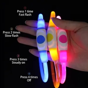 Collier LED lumineux pour animaux, sécurité nocturne, modes clignotants
