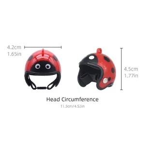Cute ladybug-themed mini pet helmet for hamsters, birds, and other small animals