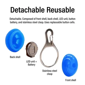 Colgante de seguridad LED para mascotas con batería de botón reemplazable y clip