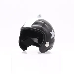 Miniature black and white pet helmet for hamsters and parrots with white star