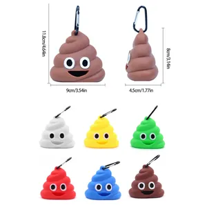 Portable emoji poop shaped pet waste bag dispenser with carabiner clip