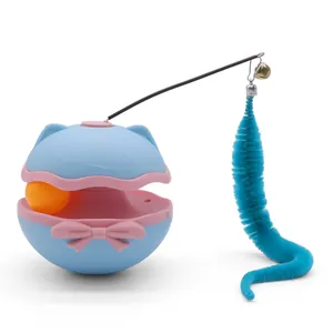 Interaktives elektrisches Katzen-Stehaufmännchen-Spielzeug mit Glocke und blauem Wurm