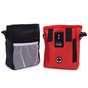 Sacs de dressage portables pour animaux avec poche en filet et clip de ceinture pour chiens.
