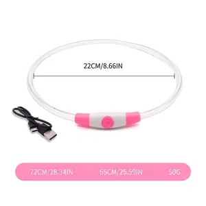 Rechargeable LED glowing dog collar with 22cm diameter and included USB charging cable