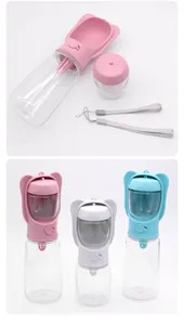 Bouteille d'eau et de nourriture 2 en 1 portable pour animaux, design oreilles de chat.
