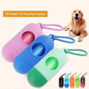Distributore di sacchetti per escrementi canini a capsula portatile con moschettone