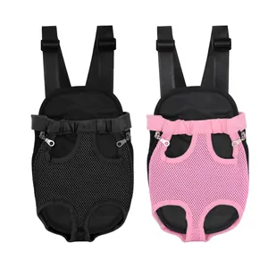 Mochila porta mascotas transpirable para perros pequeños y gatos, negro y rosa