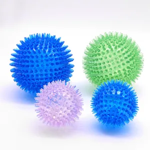 Squeaky Dog Toy Ball TPR Elastic Spiky Ball Pet Molar Tooth Cleaning Toy For Dogs Small Large Bouncy Ball Interactive Supplies