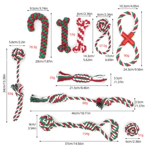 Christmas dog rope toys set with various shapes for teeth cleaning and tug-of-war