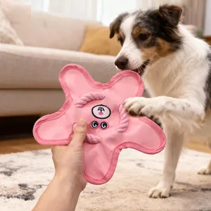 Jouet frisbee rose durable en forme d'étoile pour chien en tissu Oxford pour le sport