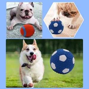 Palline giocattolo per cani in lattice con squittio per addestramento e salute dentale.