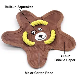 Jouet pour chien en forme d'étoile avec couineur, papier froissé et corde en coton