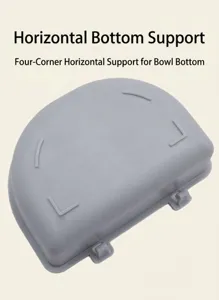 Bottom view of the gray pet bowl showing its four-point horizontal support structure