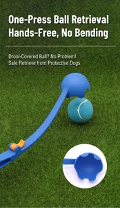 Lanceur de balle bleu ergonomique pour chien avec balle de tennis pour le plein air