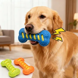 Langlebiges PVC Knochen Hundequietschspielzeug Für Große Mittlere Hunde Interaktives Kauspielzeug Zur Zahnreinigung Hundezubehör