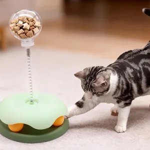Jouet interactif pour chat avec boule distributrice de friandises et plateau tournant