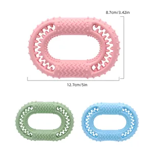 Juguete masticable para perros para limpieza de dientes y juego interactivo en tres colores vivos