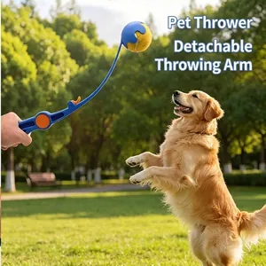 Lanceur de balles bleu pour chiens pour l'entraînement au parc avec balle de tennis