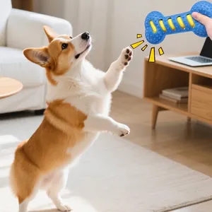 Quietschendes hundespielzeug in knochenform für interaktives spielen