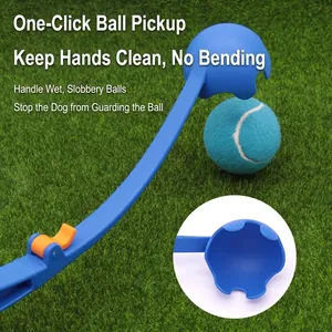 Lanceur de balles bleu pour chiens et outil de rapport avec balle de tennis