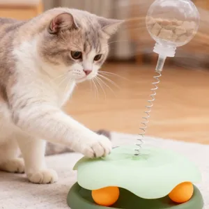 Jouet interactif pour chat avec balle distributrice à ressort et base de circuit à billes