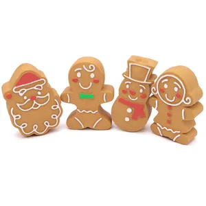 Kerst thema latex piepend hondenspeelgoed set met Kerstman en peperkoek figuren voor honden.